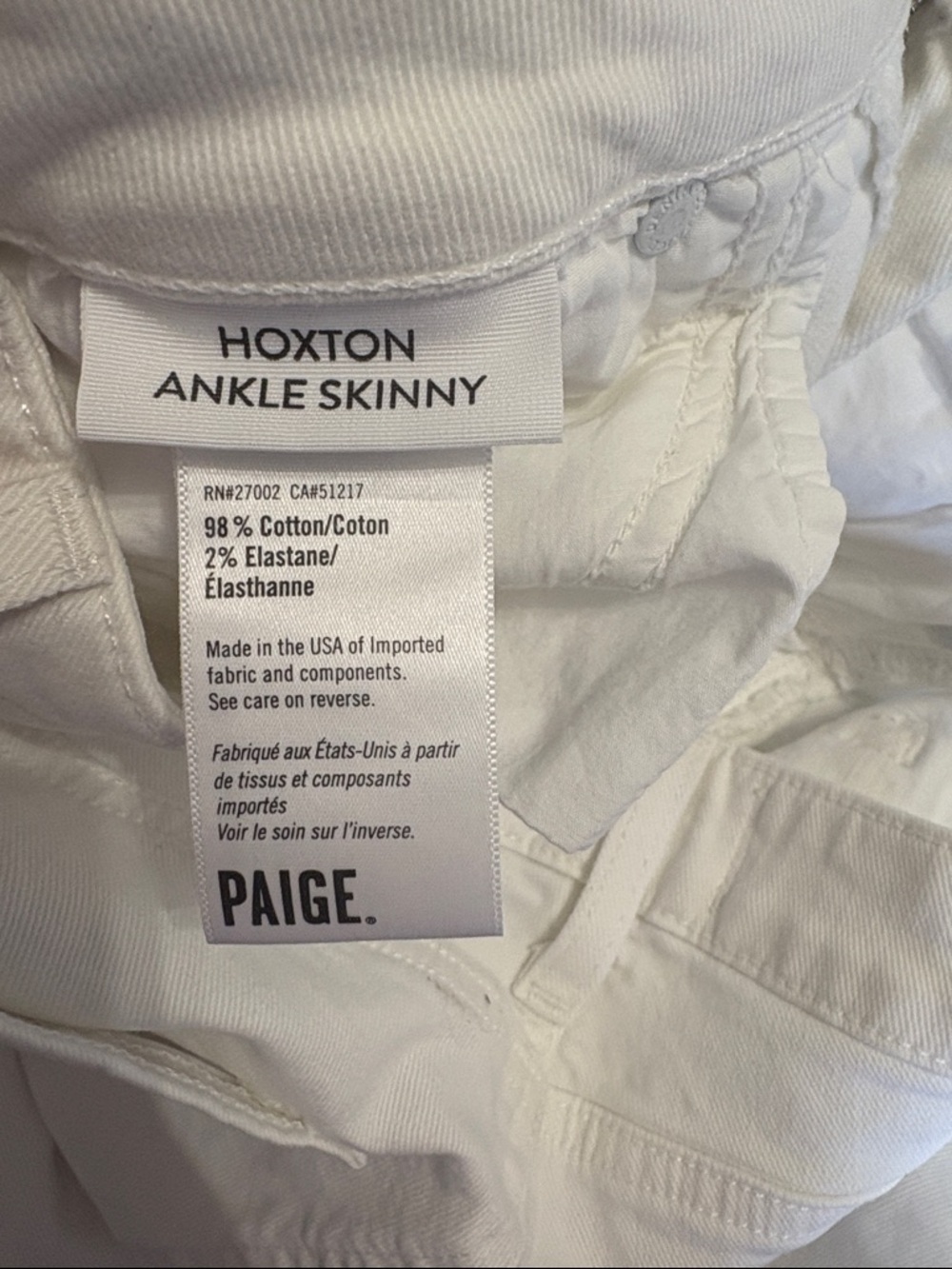 Paige HOXTON ANKLE SKINNY white jeans size 28 - Picture 5 of 6